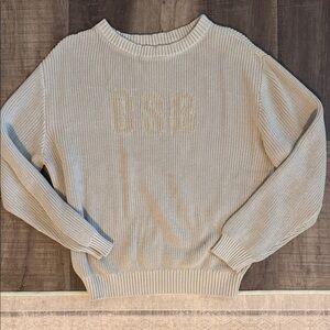 Neutral Cream Knit Sweater with Subtle Monogram CSB